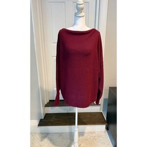Korye DailyLook Burgundy Boat Neck Knit Sweater  XL NWT Oversized Shoulder Zip